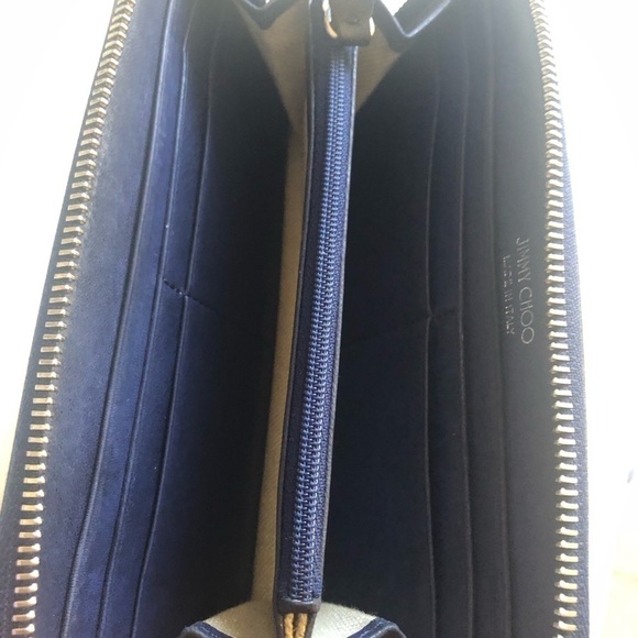 AUTHENTIC Jimmy Choo Nellie Navy Star Studded Wallet - Picture 3 of 6